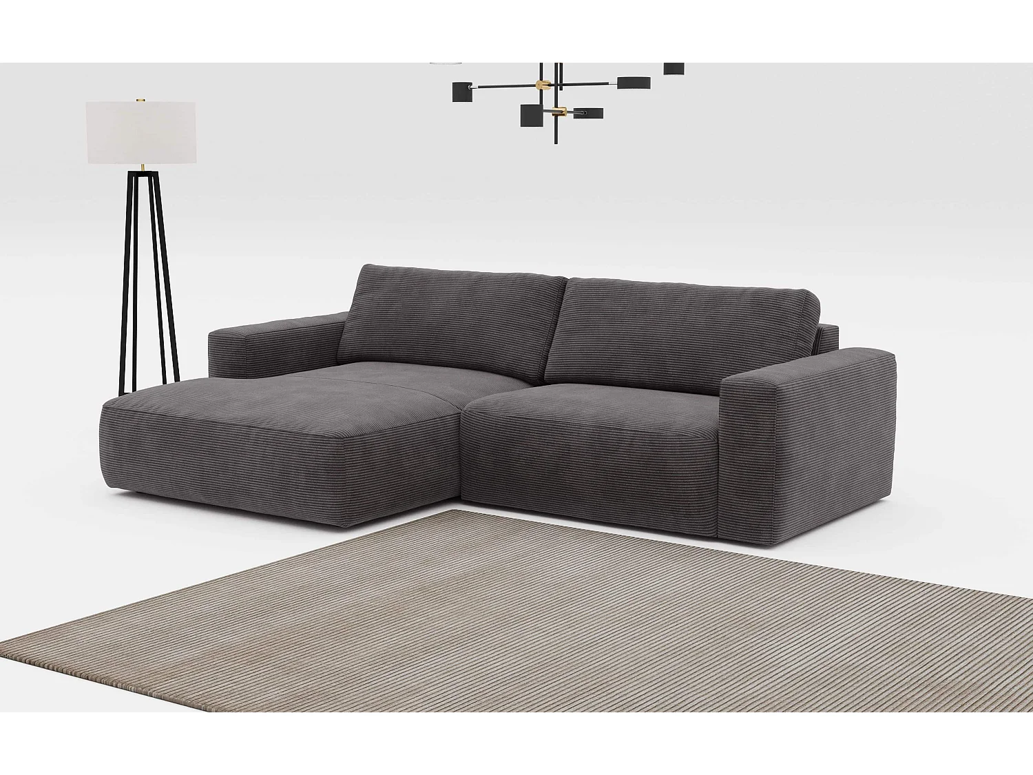 MYHOMELANDO hoekbank Lasso – L-vorm in cord, 3-zits