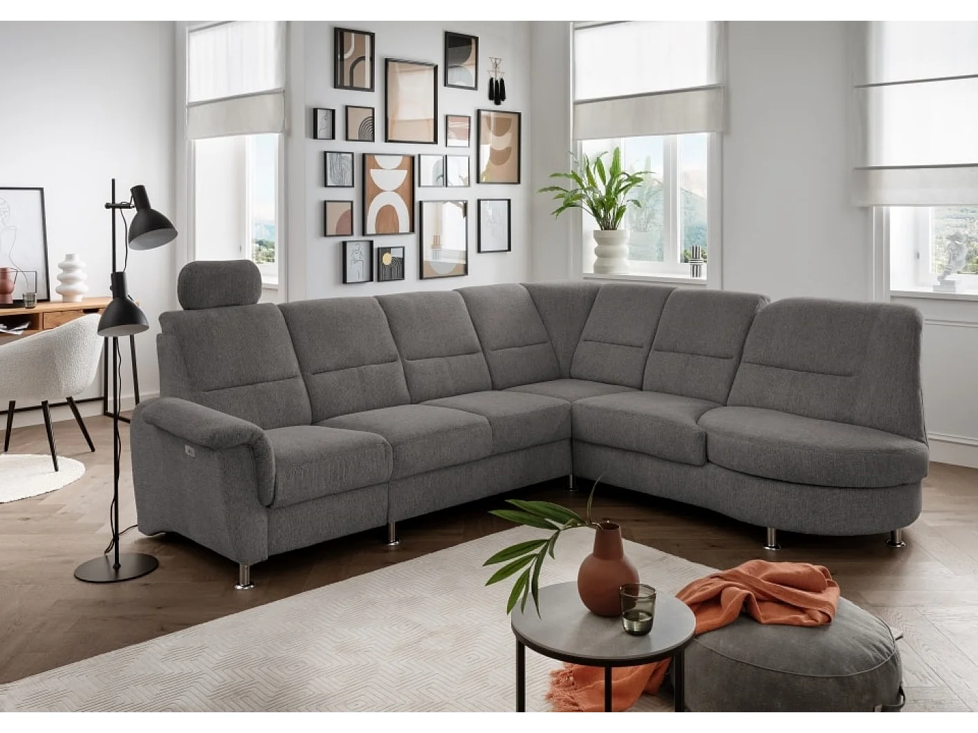 MYHOMELANDO Paris II hoekbank – L-vorm met elektrische relaxfunctie en draaifauteuil