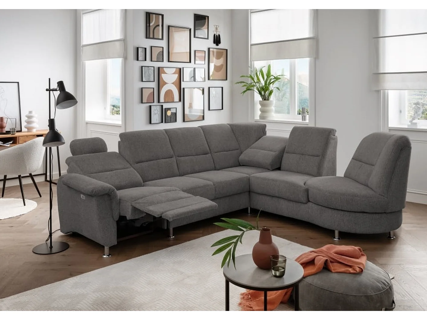 MYHOMELANDO Paris II hoekbank – L-vorm met elektrische relaxfunctie en draaifauteuil