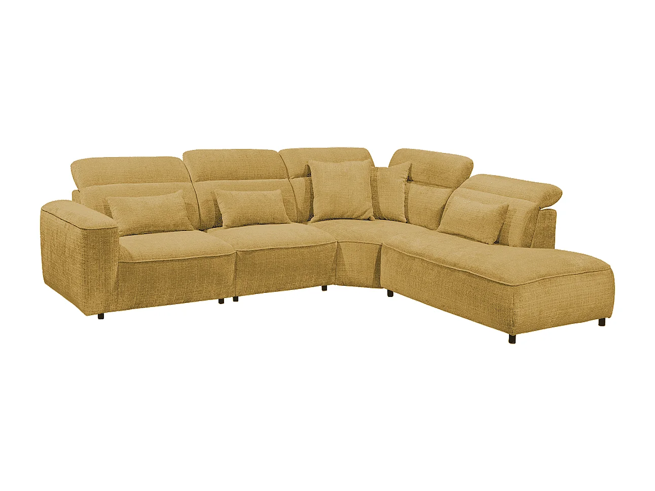 MYHOMELANDO Mansfield hoekbank – L-vorm met 5-voudig verstelbare hoofdsteunen, microvezel-chenille