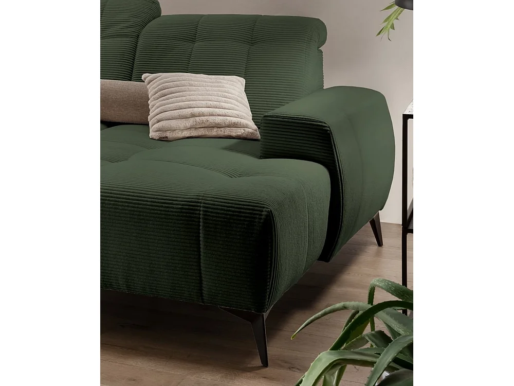 MYHOMELANDO Summer canapé panoramique – forme en U en velours côtelé large avec fonction relax électrique