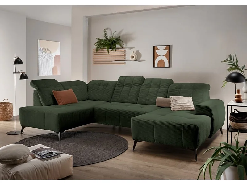 MYHOMELANDO Summer woonlandschap – U-vorm in brede cord met elektrische relaxfunctie