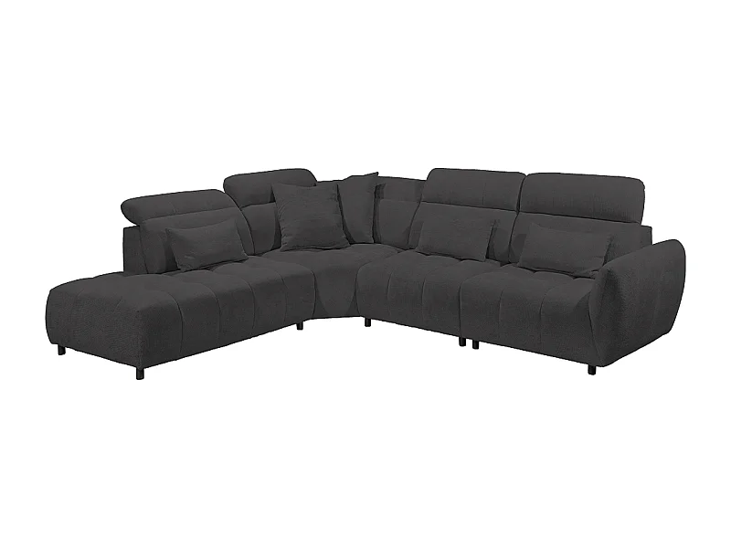 MYHOMELANDO Franklin hoekbank – L-vorm in microvezel-vlakweefsel, nosagvering en 5-voudig verstelbare hoofdsteunen