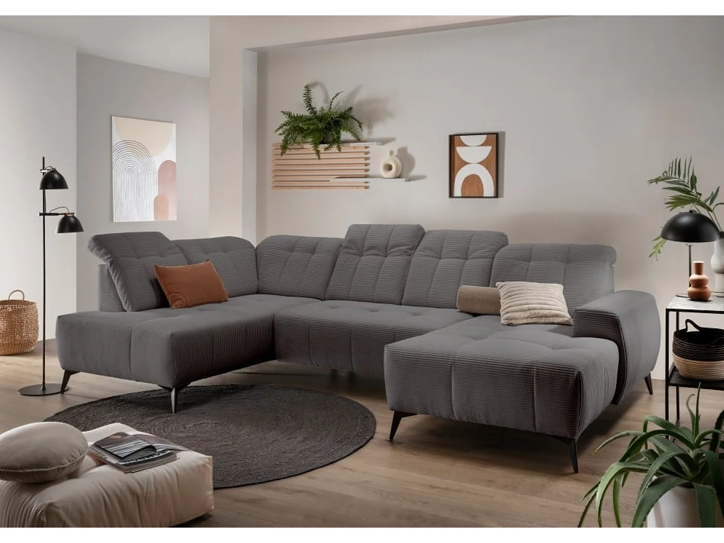 MYHOMELANDO Summer woonlandschap – U-vorm in brede cord met elektrische relaxfunctie