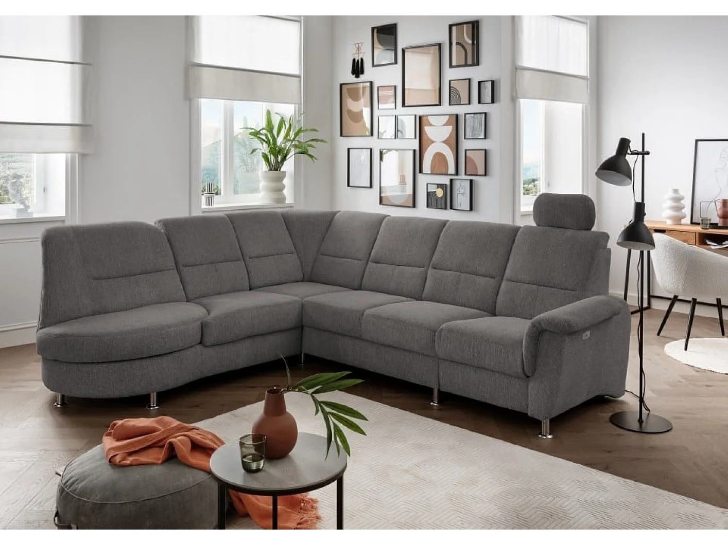 MYHOMELANDO Paris II hoekbank – L-vorm met elektrische relaxfunctie en draaifauteuil