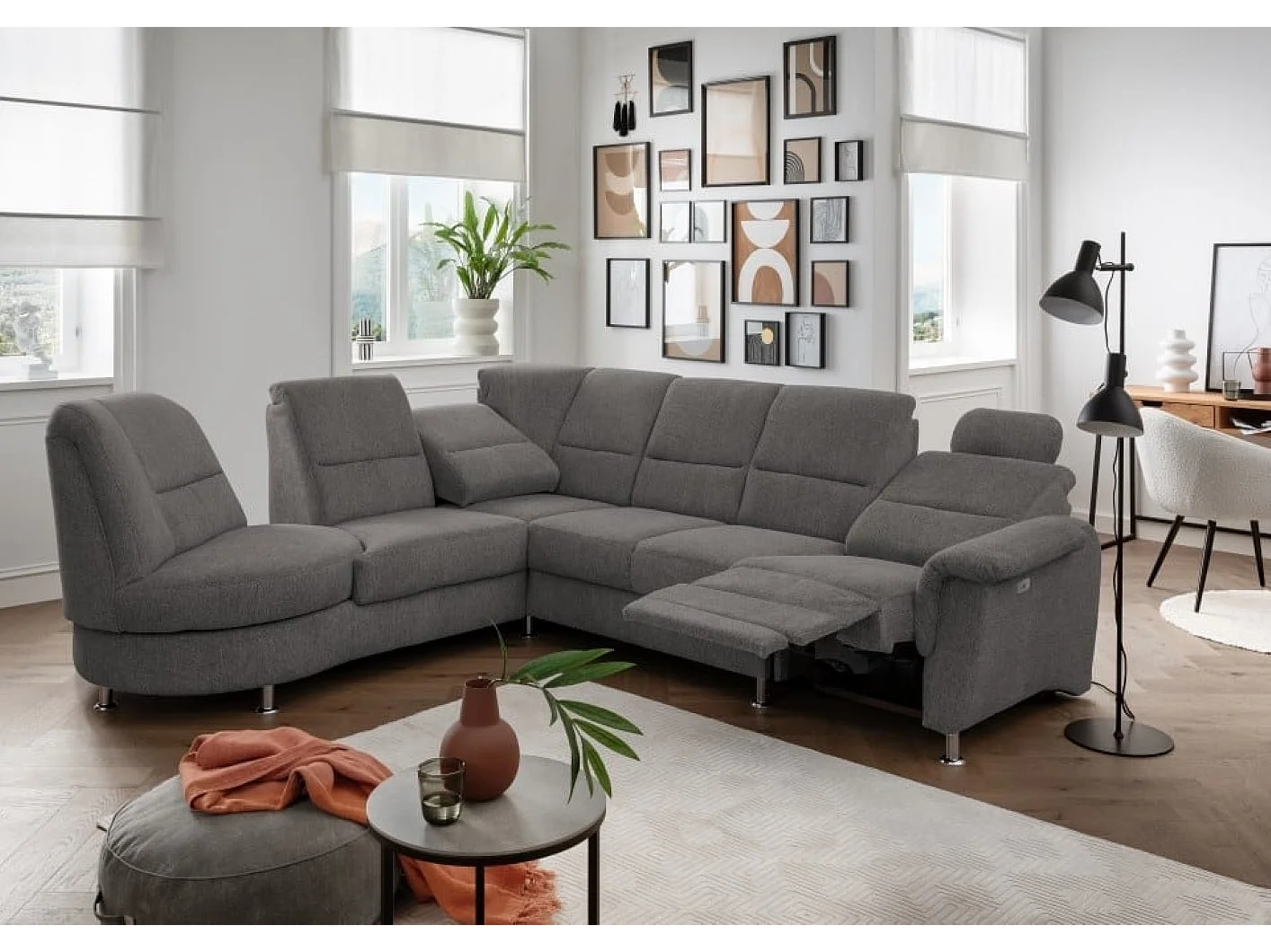 MYHOMELANDO Paris II hoekbank – L-vorm met elektrische relaxfunctie en draaifauteuil