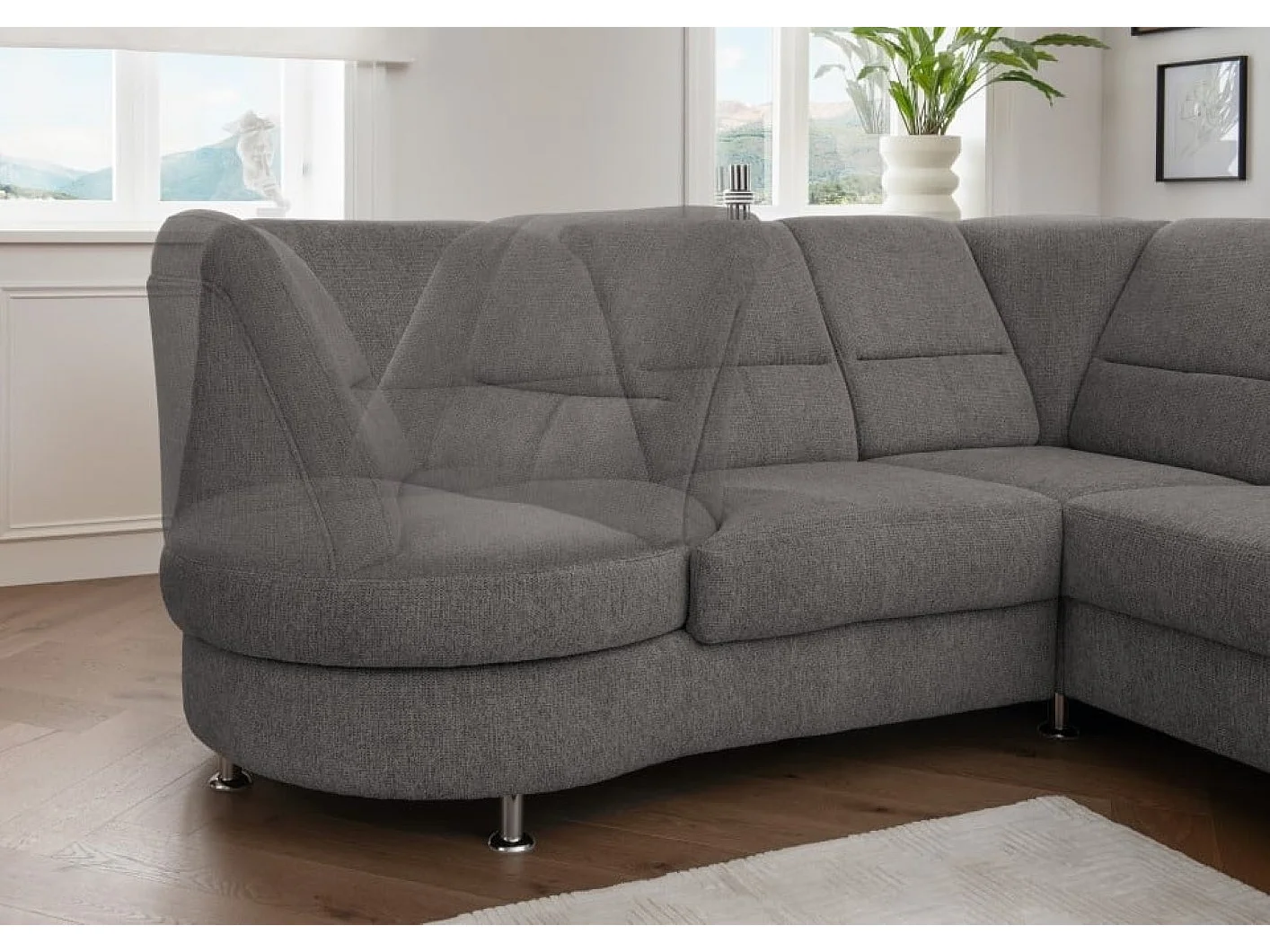 MYHOMELANDO Paris II hoekbank – L-vorm met elektrische relaxfunctie en draaifauteuil