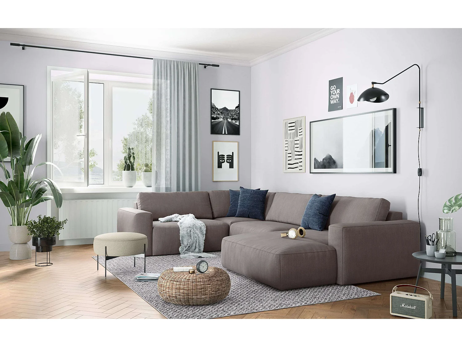 MYHOMELANDO Lasso canapé panoramique – forme en U, tissu Campsbay