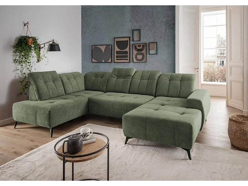 MYHOMELANDO Summer woonlandschap – U-vorm in Coroni-stof met elektrische relaxfunctie