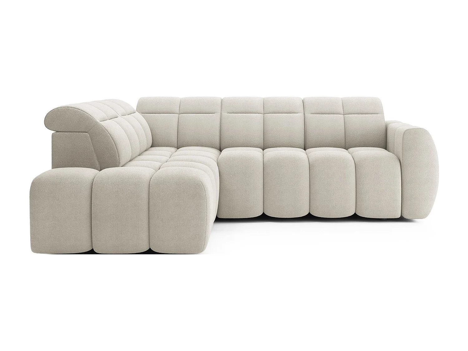 MYHOMELANDO Falconn canapé d’angle – forme en L avec avance électrique de l’assise, coffre de rangement et appuie-têtes réglables