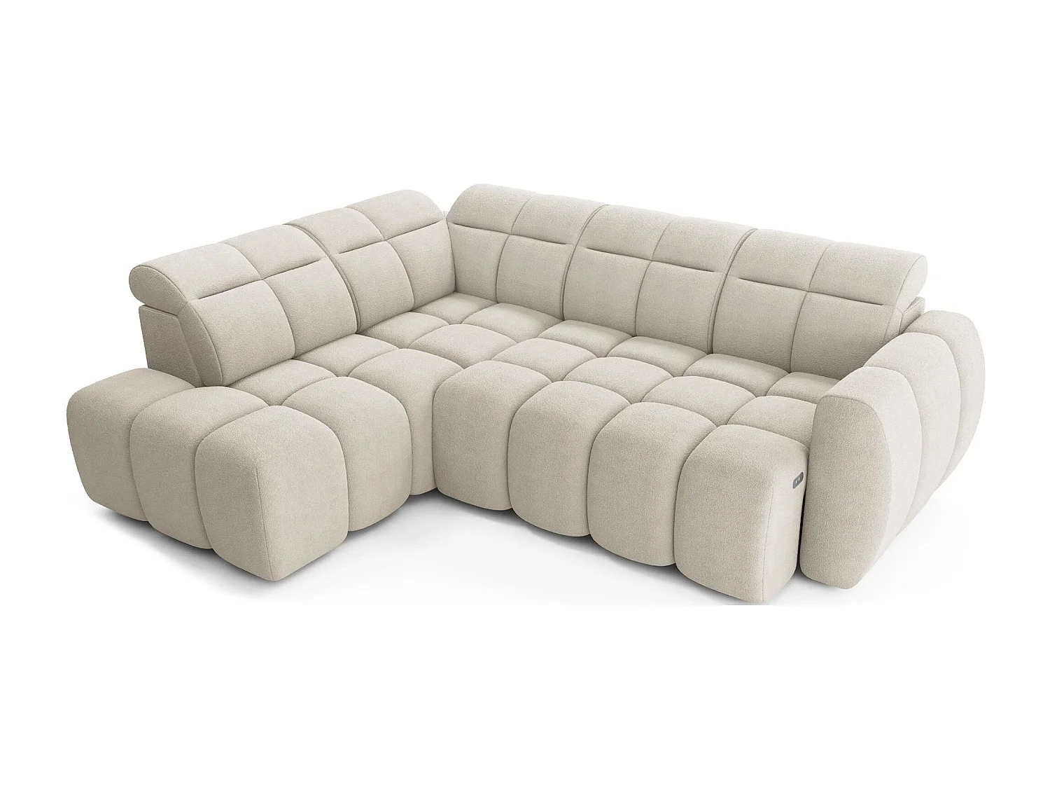 MYHOMELANDO Falconn canapé d’angle – forme en L avec avance électrique de l’assise, coffre de rangement et appuie-têtes réglables