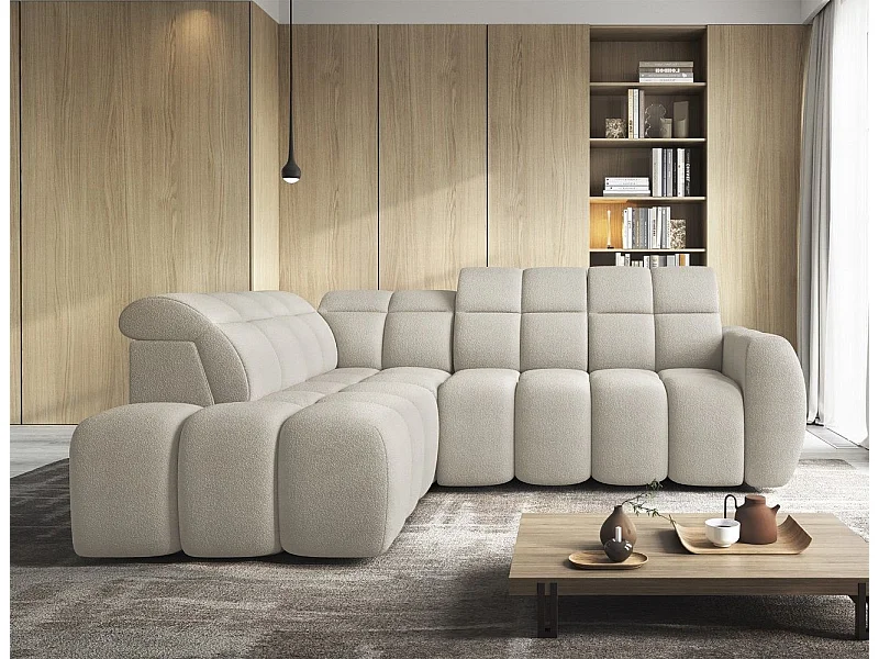 MYHOMELANDO Falconn canapé d’angle – forme en L avec avance électrique de l’assise, coffre de rangement et appuie-têtes réglables