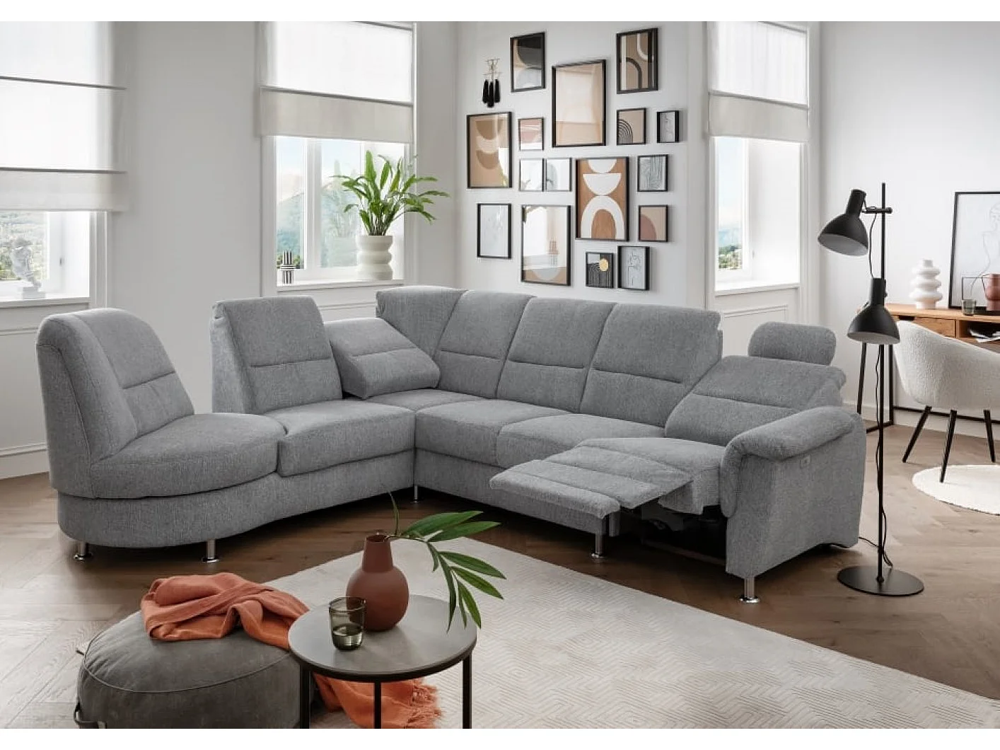 MYHOMELANDO Paris II hoekbank – L-vorm met elektrische relaxfunctie en draaifauteuil