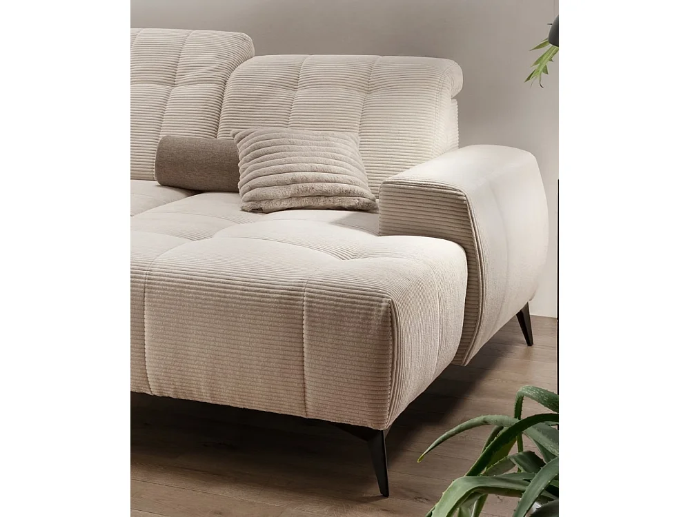 MYHOMELANDO Summer canapé panoramique – forme en U en velours côtelé large avec fonction relax électrique