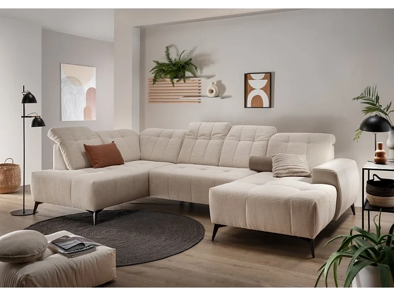 MYHOMELANDO Summer woonlandschap – U-vorm in brede cord met elektrische relaxfunctie