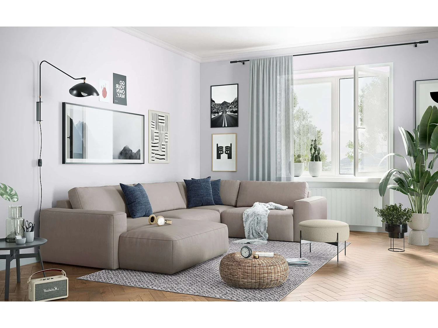 MYHOMELANDO Lasso canapé panoramique – forme en U, tissu Campsbay