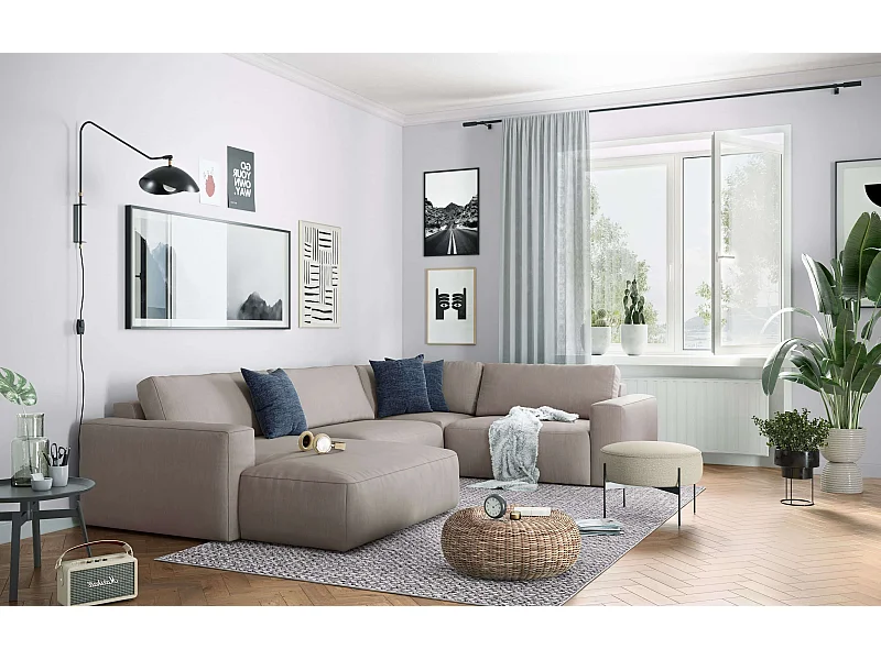 MYHOMELANDO Lasso canapé panoramique – forme en U, tissu Campsbay