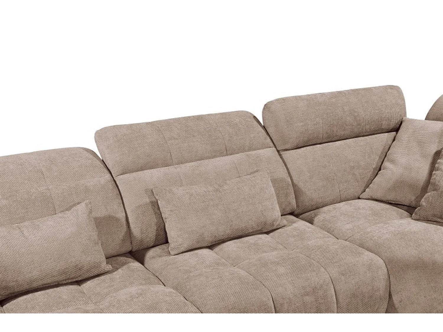 MYHOMELANDO Franklin hoekbank – L-vorm in microvezel-vlakweefsel, nosagvering en 5-voudig verstelbare hoofdsteunen