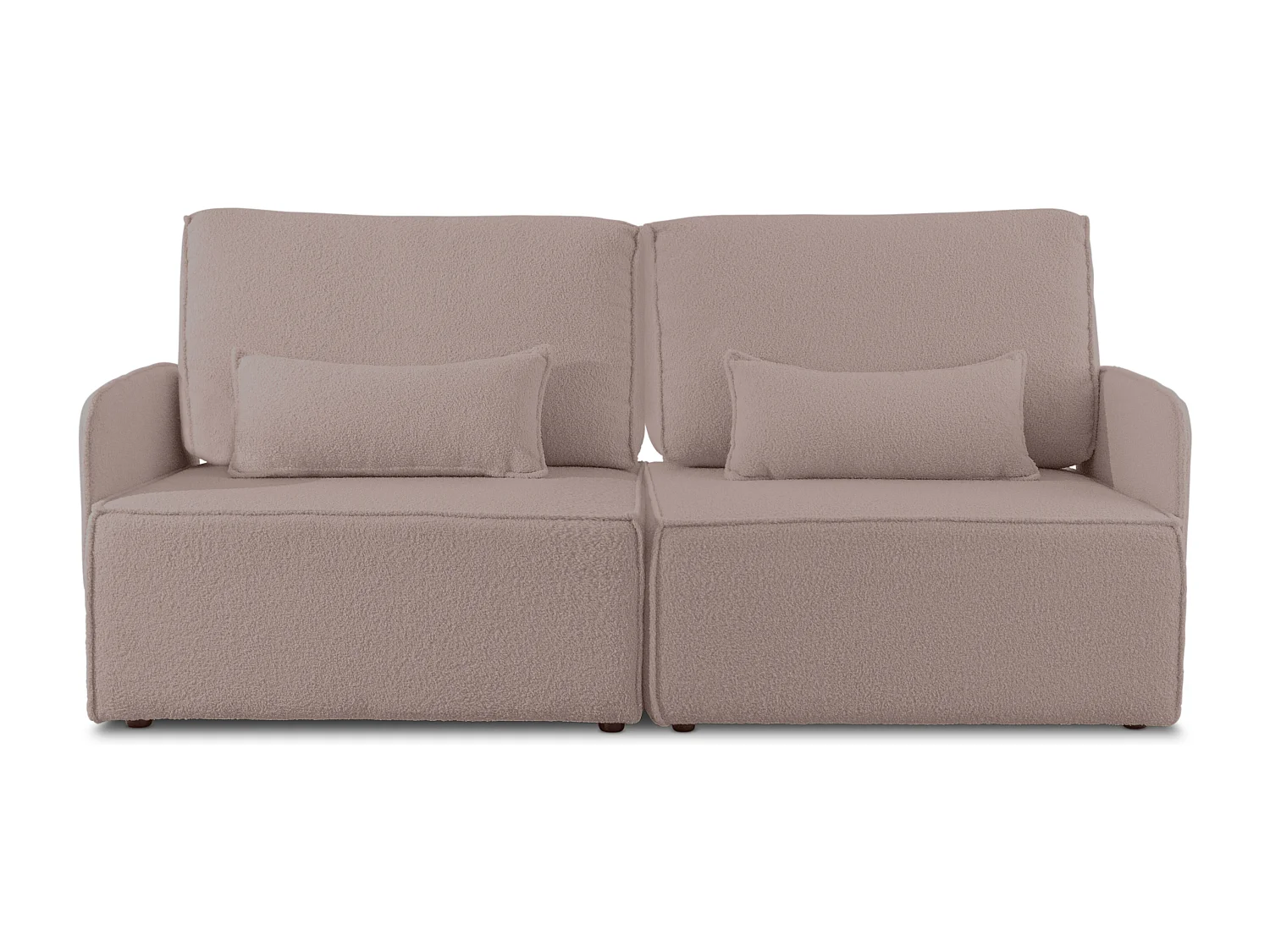 Canapé 2 places chaise longue en bouclé et en pin Rose clair