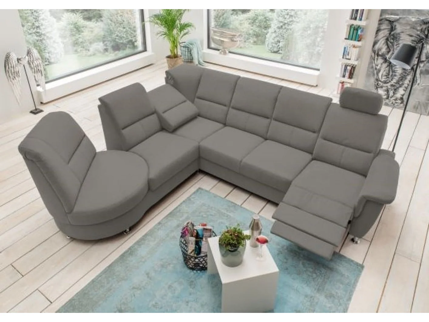 MYHOMELANDO Paris II hoekbank – L-vorm met elektrische relaxfunctie en draaifauteuil