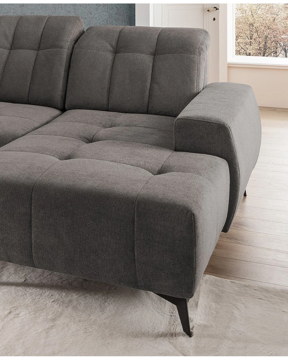 MYHOMELANDO Summer canapé panoramique – forme en U en tissu Coroni avec fonction relax électrique