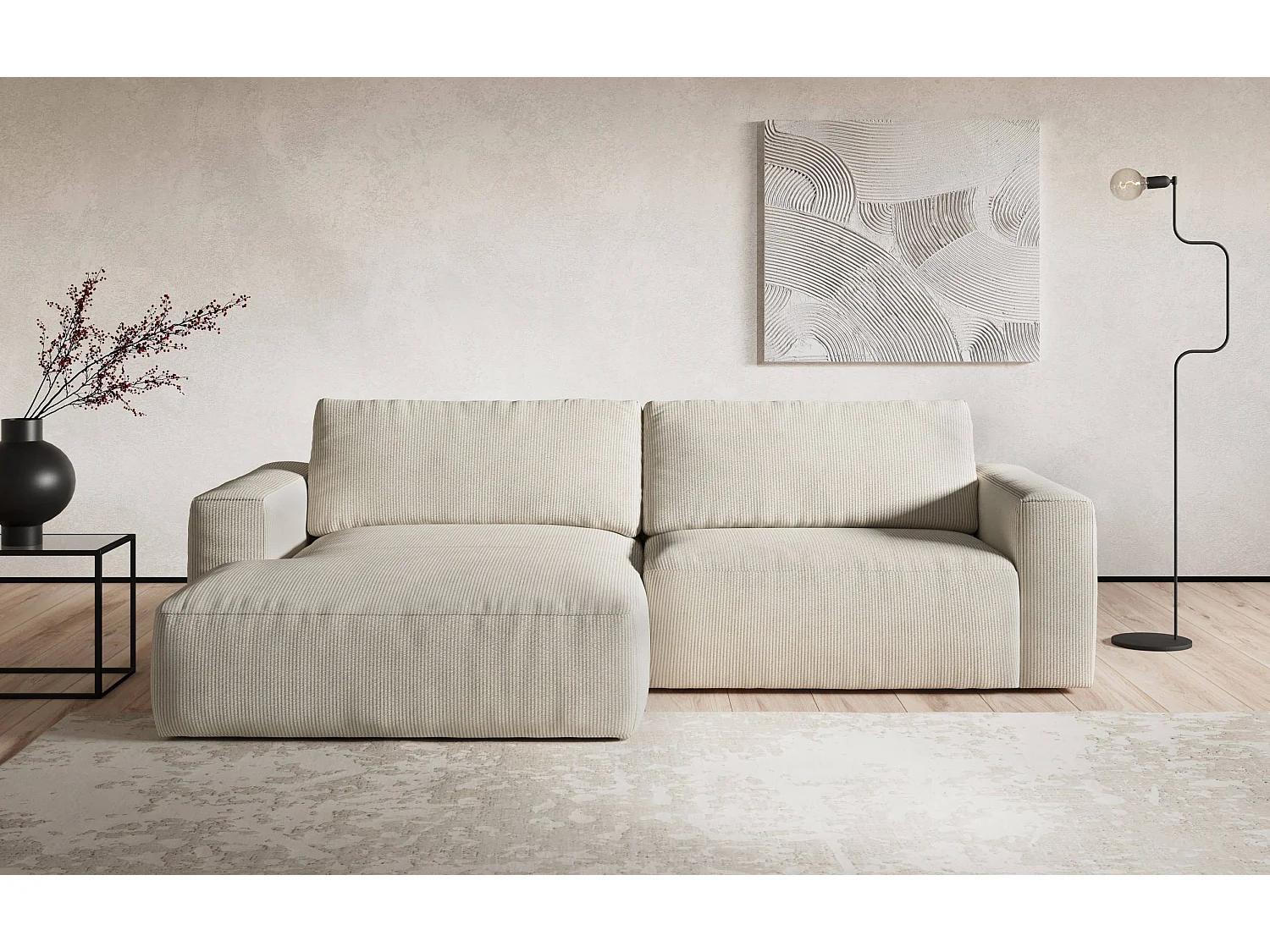 MYHOMELANDO hoekbank Lasso – L-vorm in cord, 3-zits