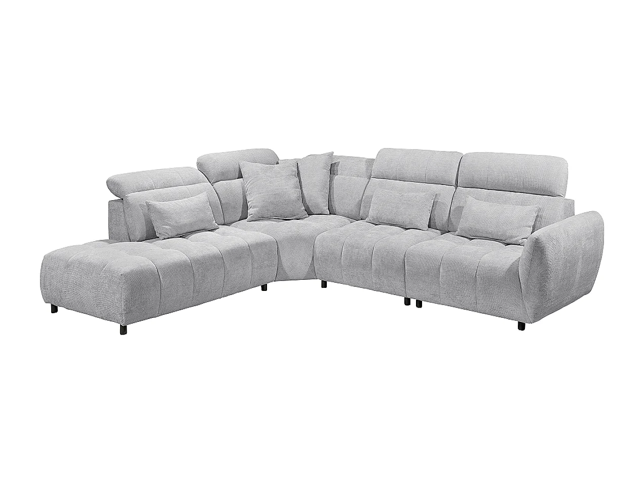 MYHOMELANDO Franklin hoekbank – L-vorm in microvezel-vlakweefsel, nosagvering en 5-voudig verstelbare hoofdsteunen