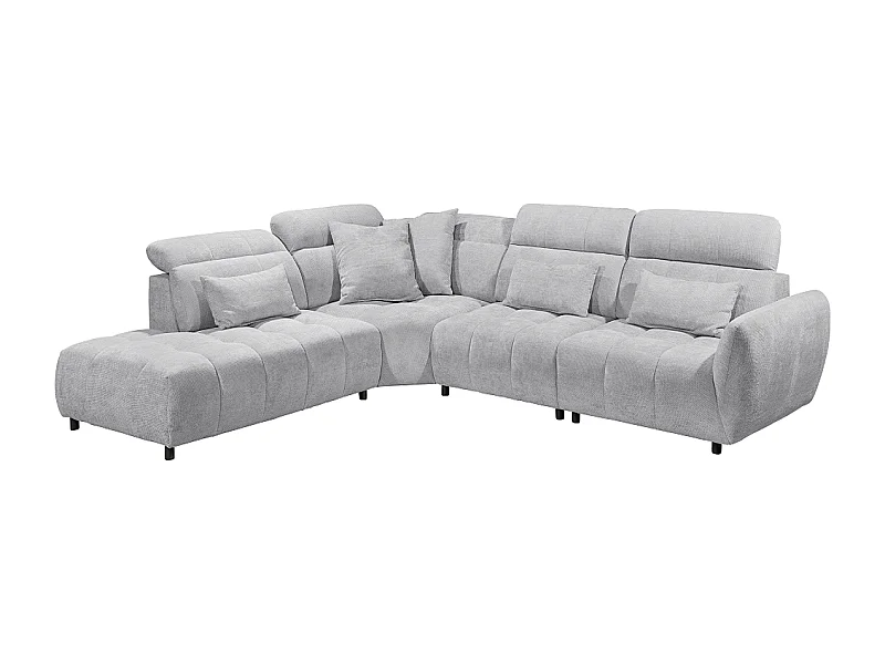 MYHOMELANDO Franklin canapé d’angle – forme en L en microfibre tissée, suspension Nosag et appuie-têtes réglables sur 5 positions