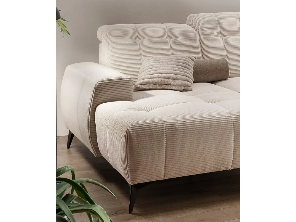 MYHOMELANDO Summer canapé panoramique – forme en U en velours côtelé large avec fonction relax électrique