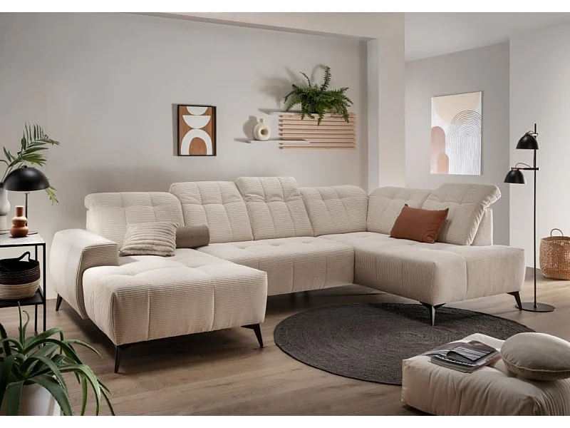 MYHOMELANDO Summer woonlandschap – U-vorm in brede cord met elektrische relaxfunctie