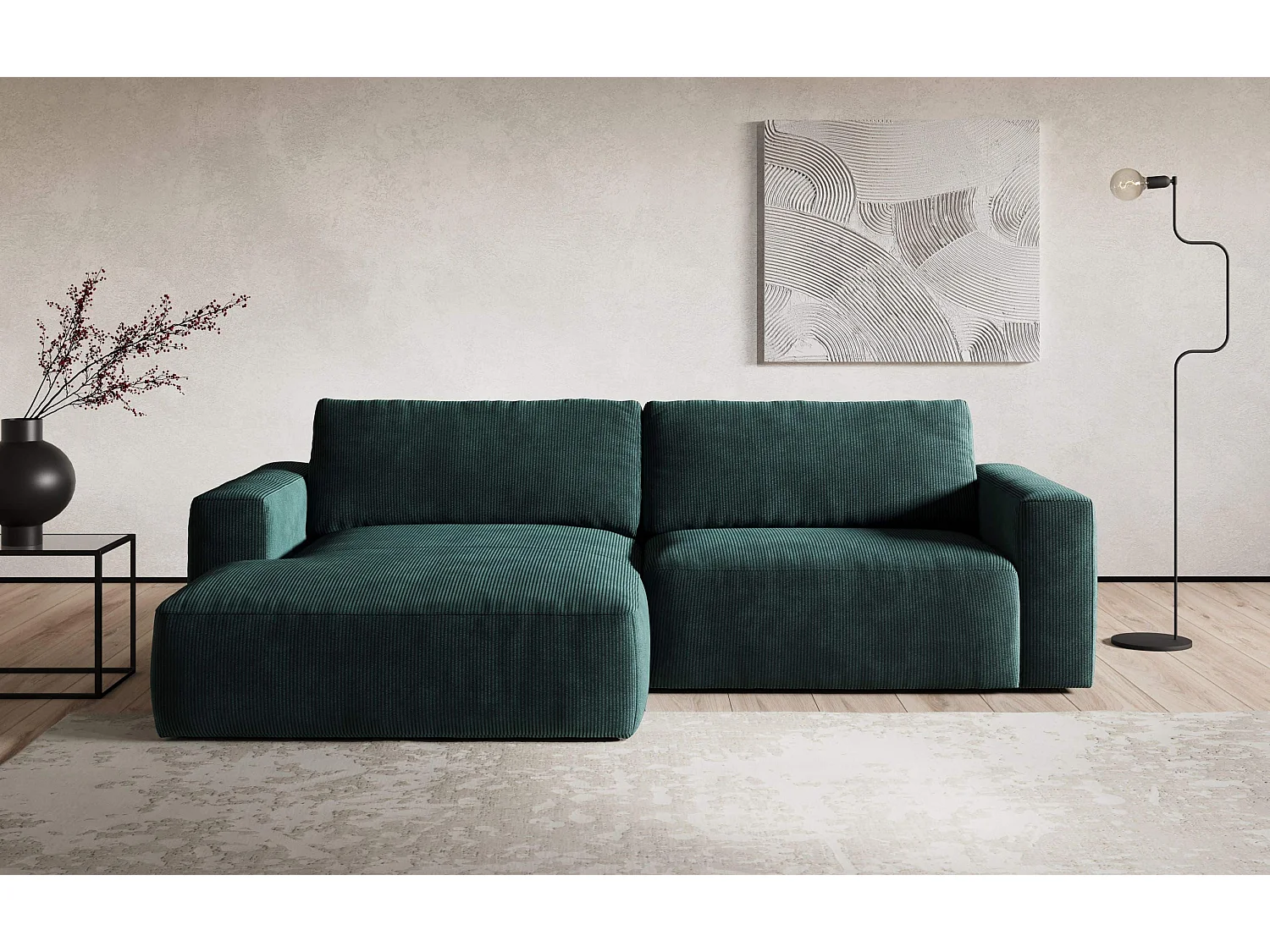 MYHOMELANDO hoekbank Lasso – L-vorm in cord, 3-zits