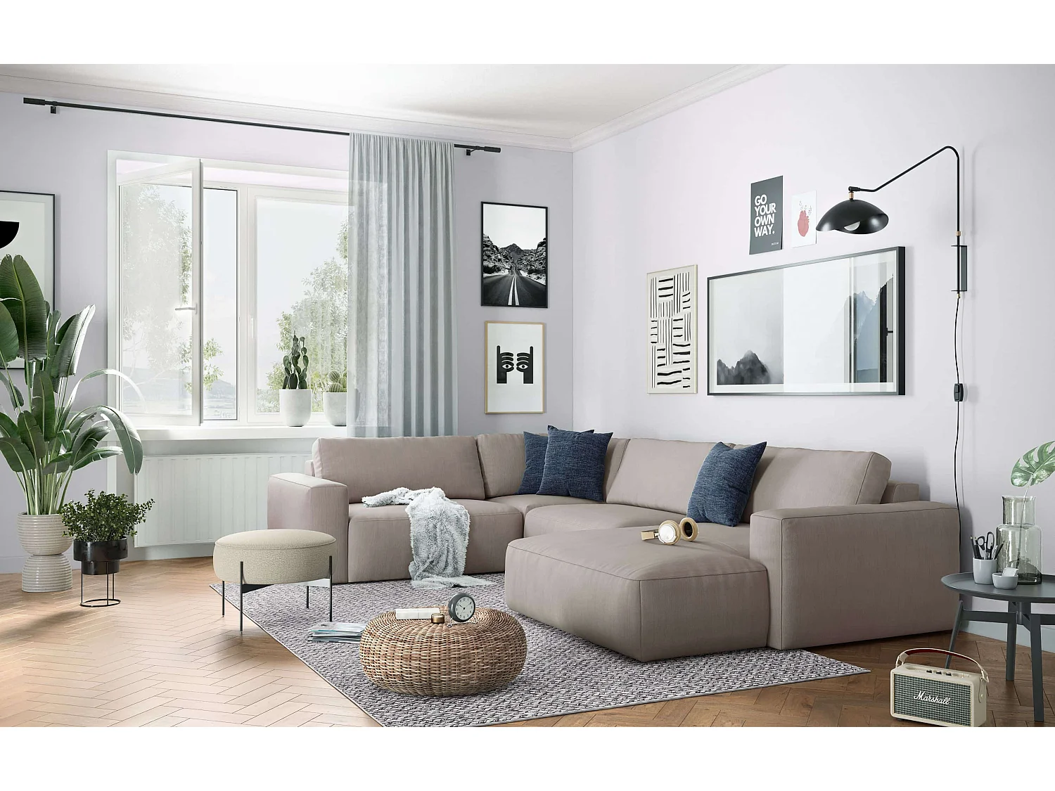 MYHOMELANDO Lasso woonlandschap – U-vorm, Campsbay-stof