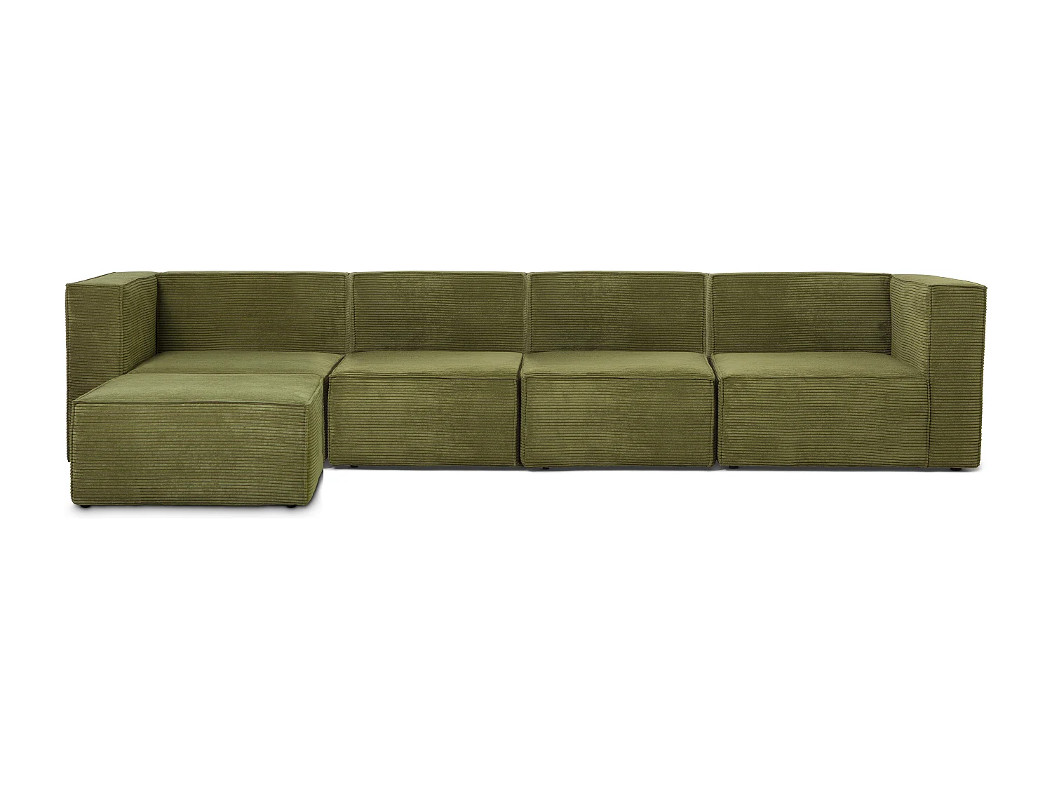 Sofa 4 plazas Chaiselongue tapizado pana verde