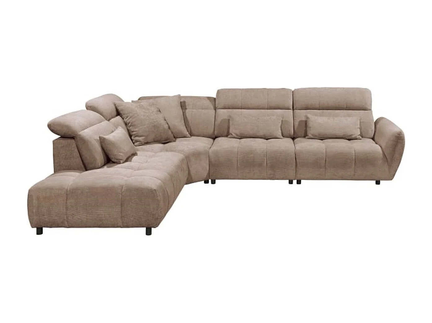 MYHOMELANDO Franklin hoekbank – L-vorm in microvezel-vlakweefsel, nosagvering en 5-voudig verstelbare hoofdsteunen