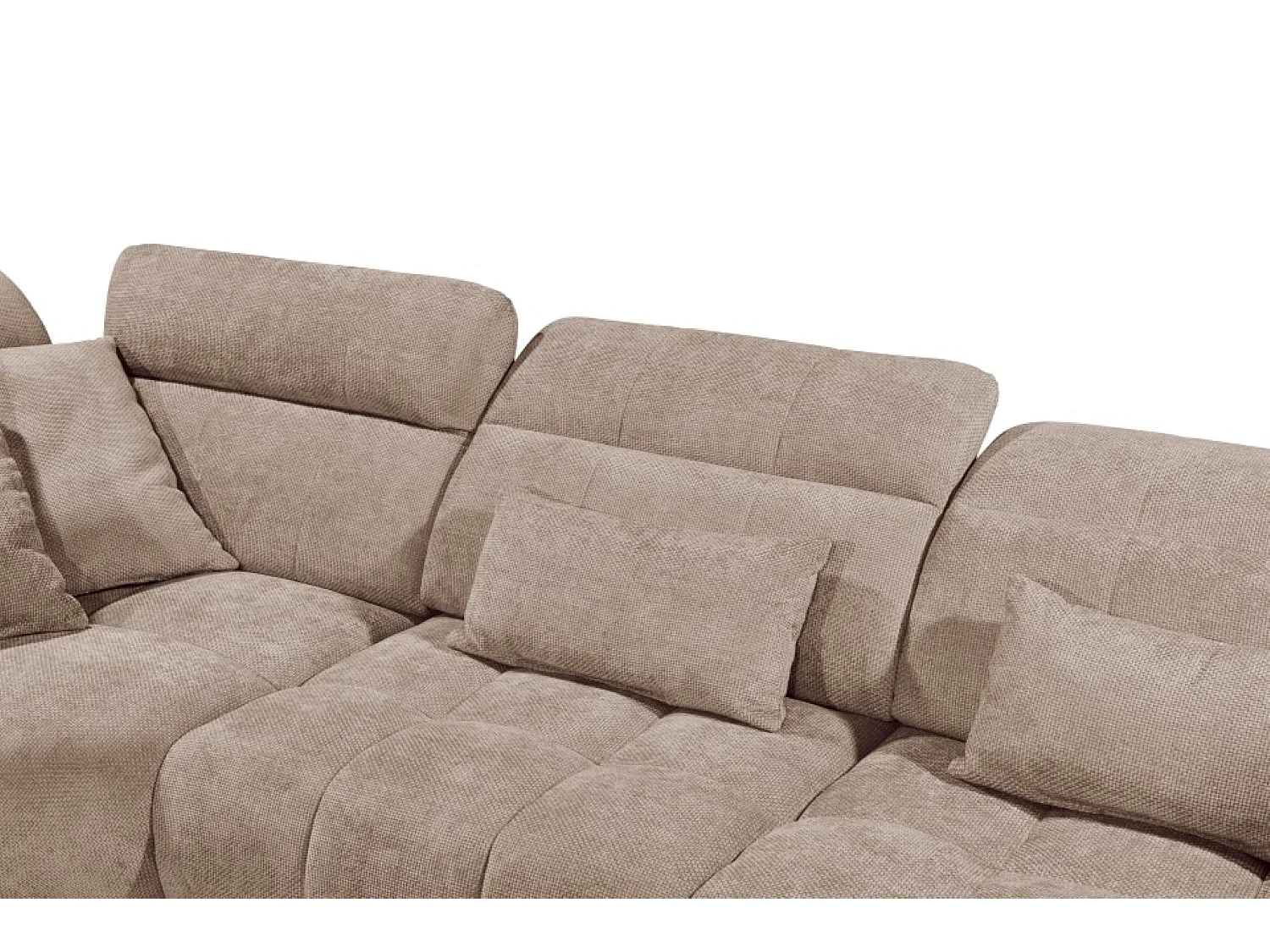 MYHOMELANDO Franklin hoekbank – L-vorm in microvezel-vlakweefsel, nosagvering en 5-voudig verstelbare hoofdsteunen