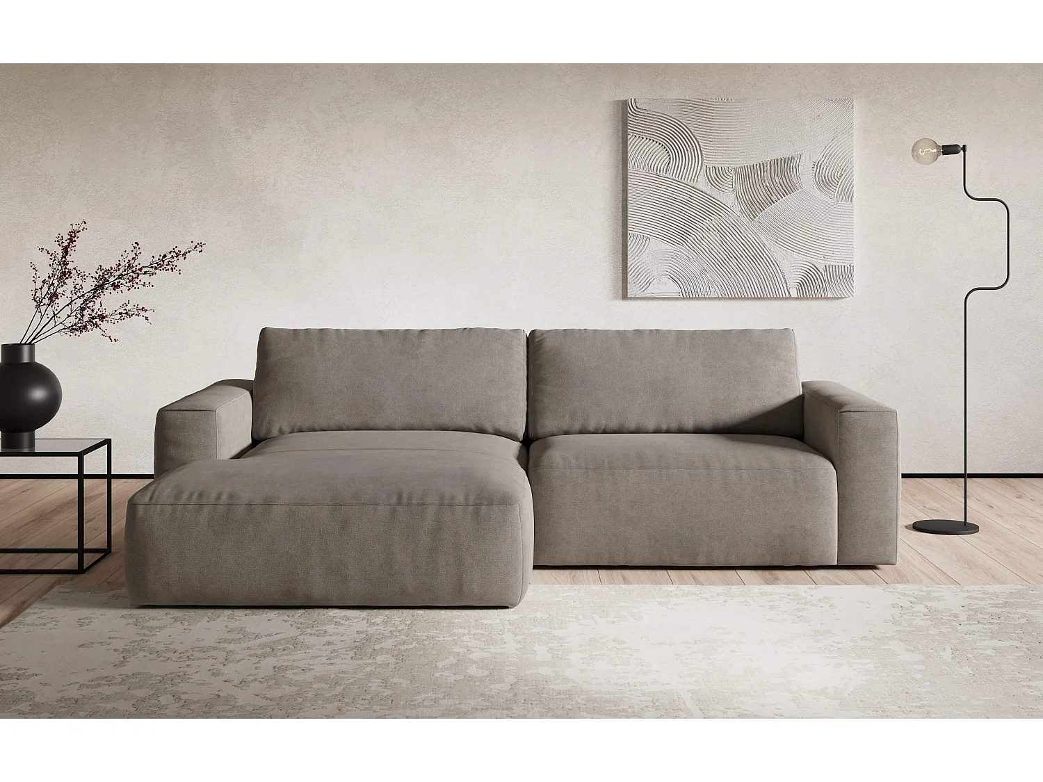 MYHOMELANDO hoekbank Lasso – L-vorm met waterafstotende stof, 3-zits