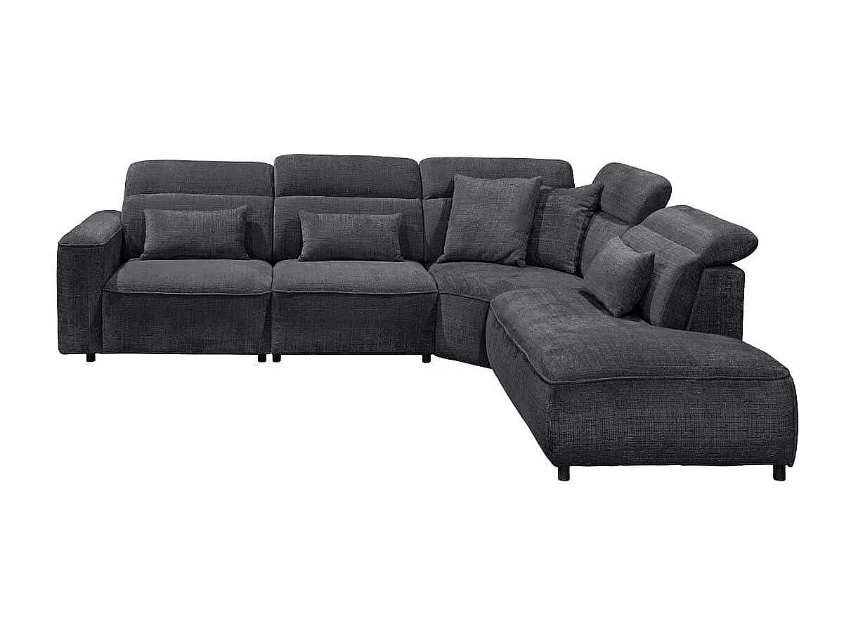 MYHOMELANDO Mansfield hoekbank – L-vorm met 5-voudig verstelbare hoofdsteunen, microvezel-chenille