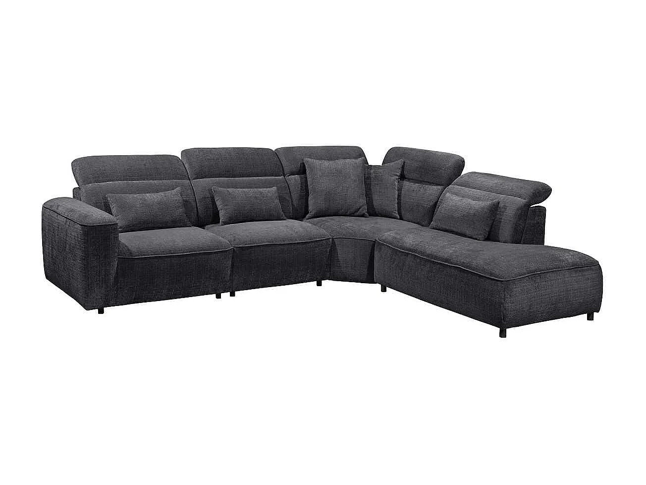 MYHOMELANDO Mansfield hoekbank – L-vorm met 5-voudig verstelbare hoofdsteunen, microvezel-chenille