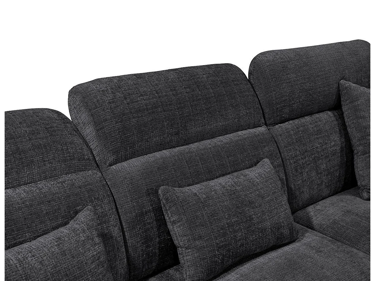 MYHOMELANDO Mansfield hoekbank – L-vorm met 5-voudig verstelbare hoofdsteunen, microvezel-chenille