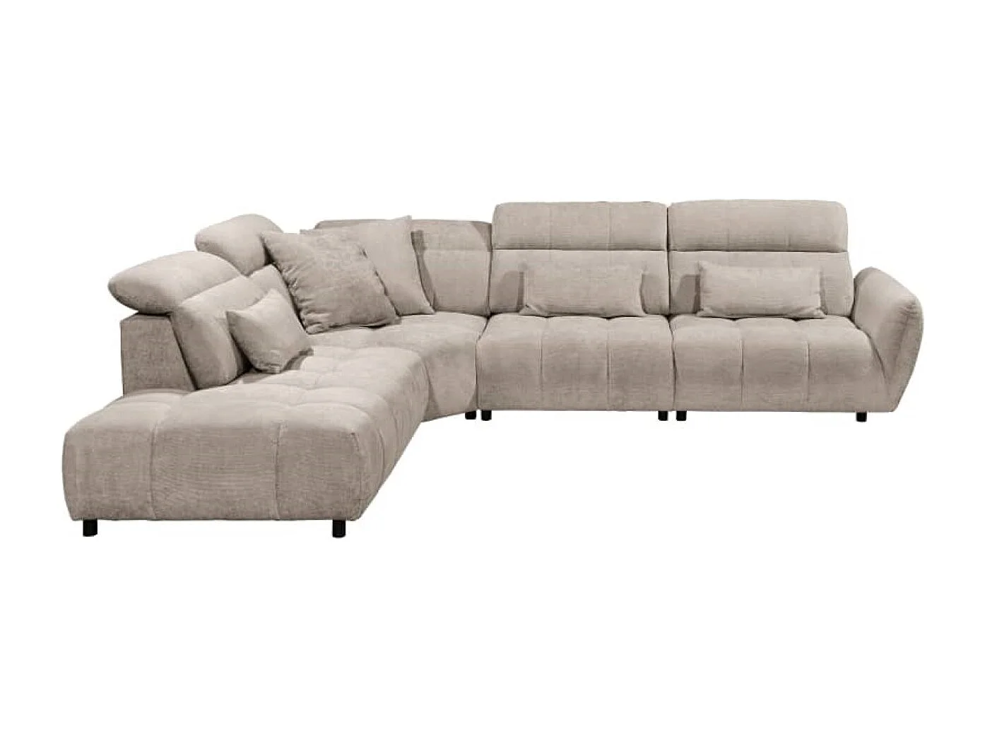 MYHOMELANDO Franklin hoekbank – L-vorm in microvezel-vlakweefsel, nosagvering en 5-voudig verstelbare hoofdsteunen