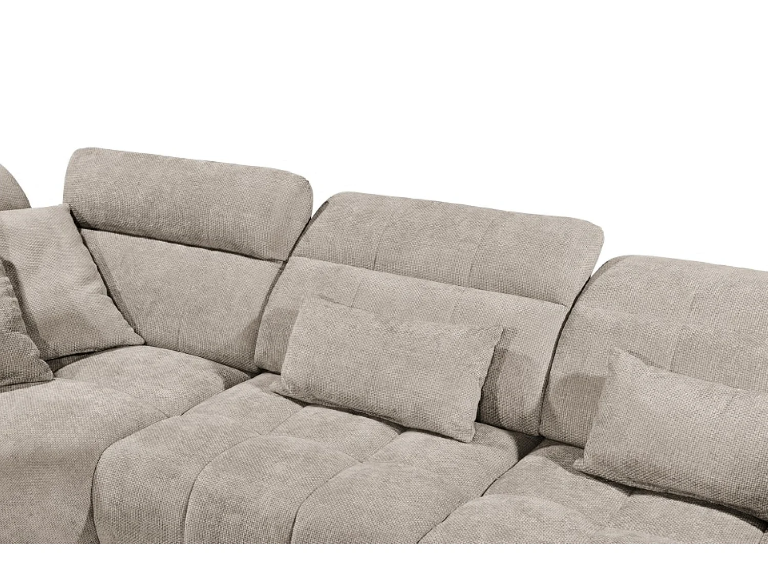 MYHOMELANDO Franklin hoekbank – L-vorm in microvezel-vlakweefsel, nosagvering en 5-voudig verstelbare hoofdsteunen