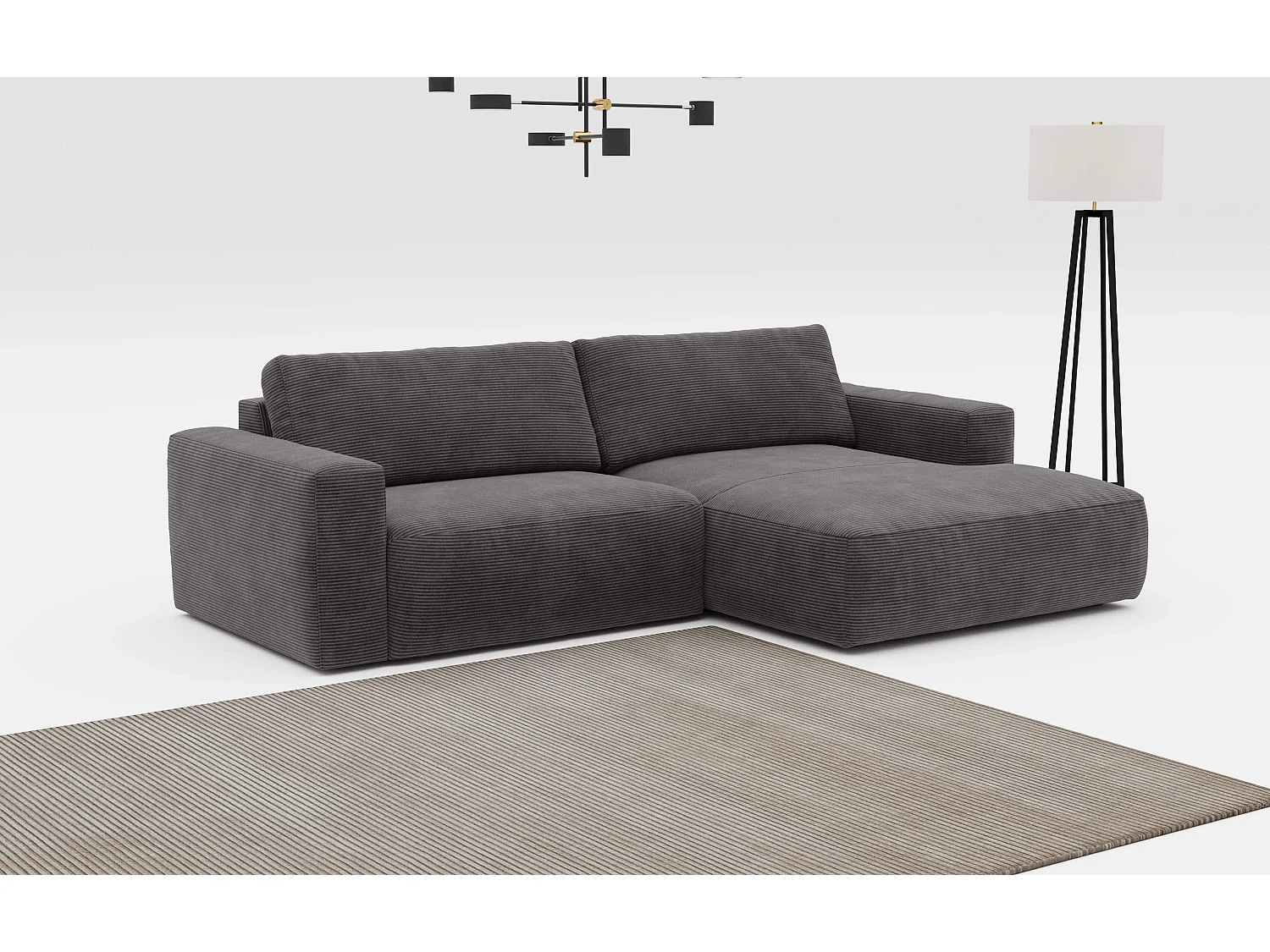 MYHOMELANDO hoekbank Lasso – L-vorm in cord, 3-zits