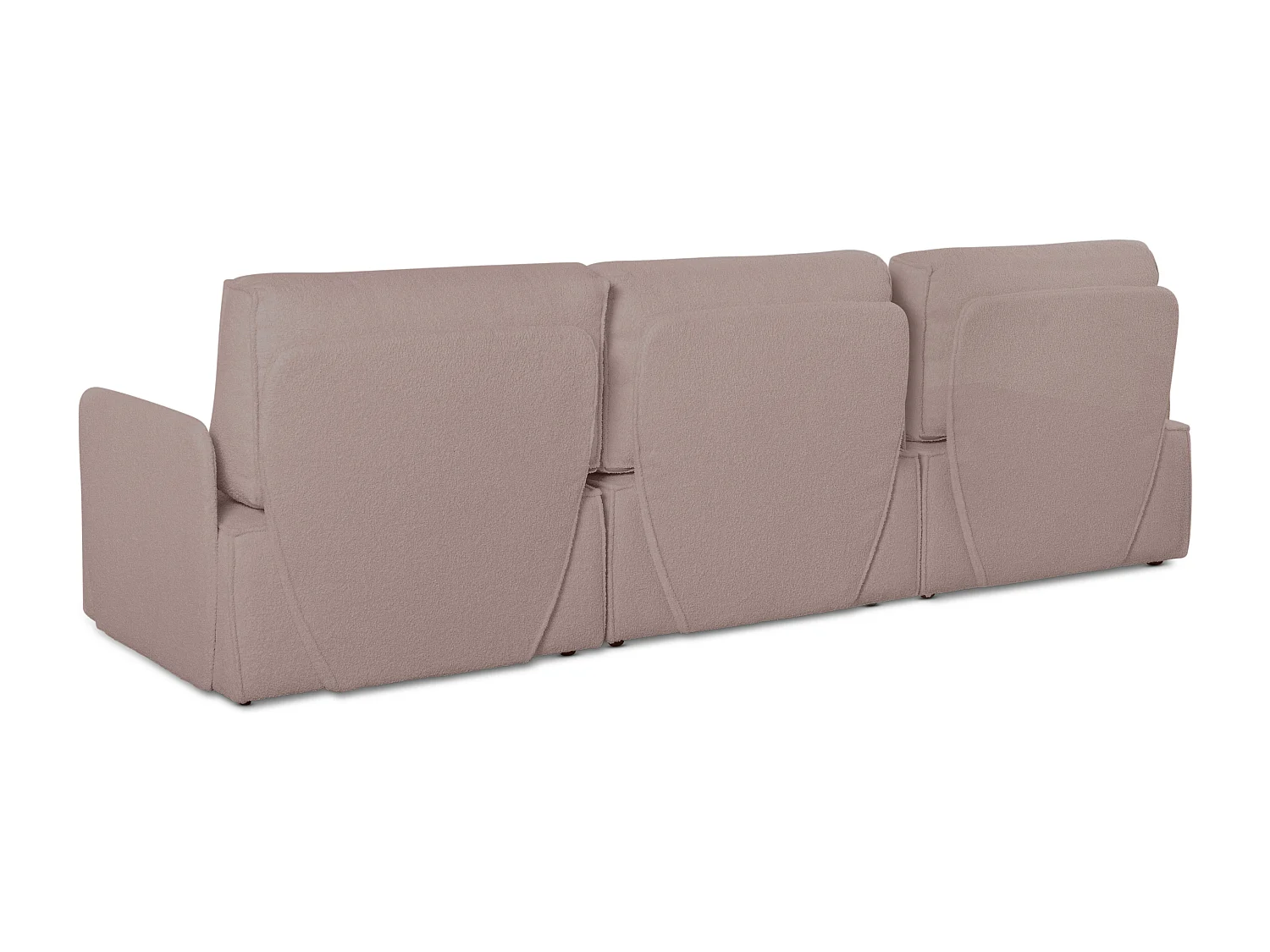 Canapé 3 places chaise longue en bouclé et en pin Rose clair