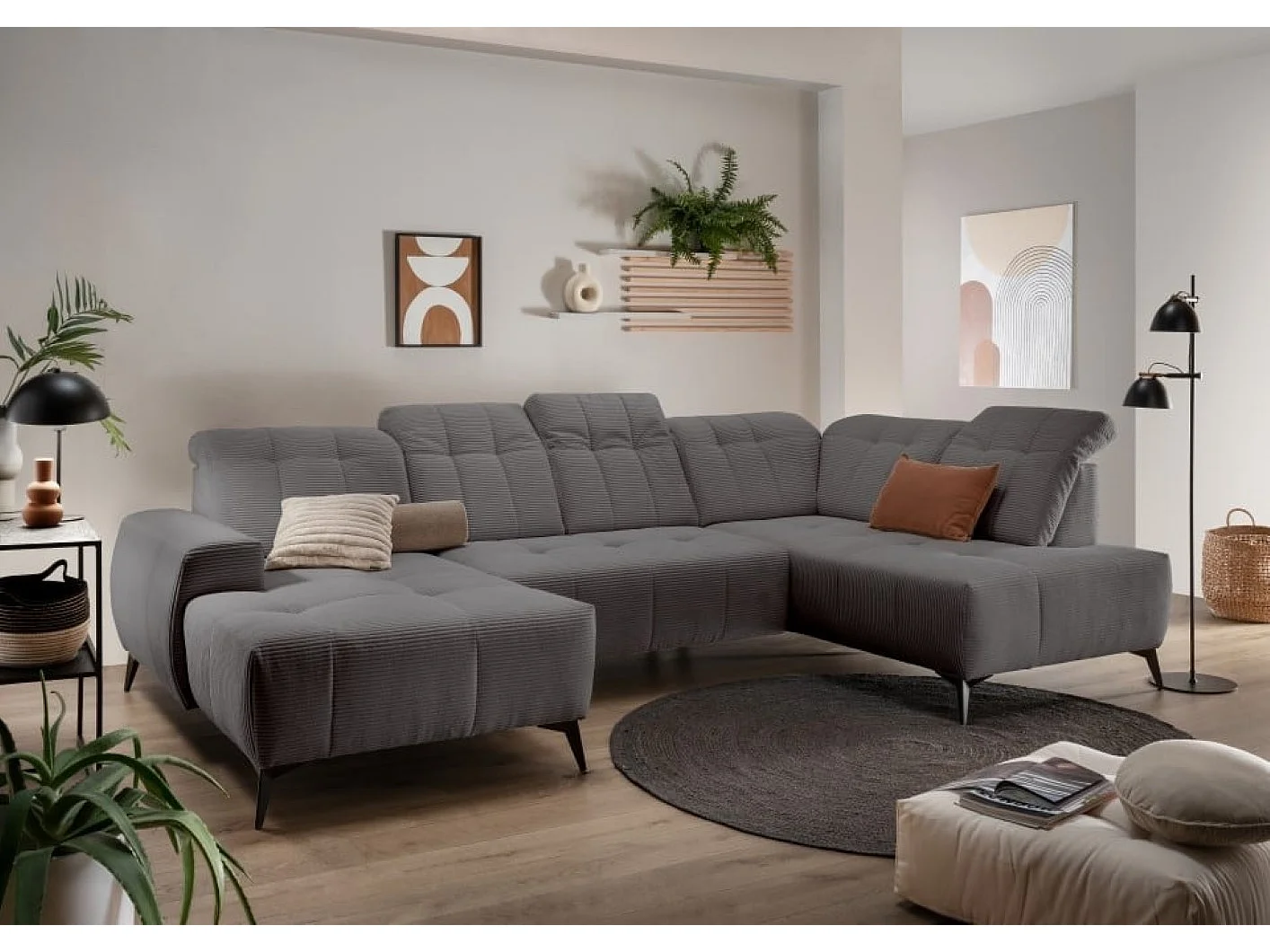 MYHOMELANDO Summer woonlandschap – U-vorm in brede cord met elektrische relaxfunctie