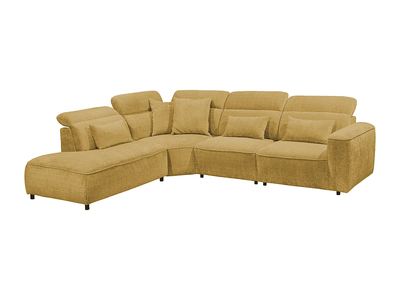 MYHOMELANDO Mansfield hoekbank – L-vorm met 5-voudig verstelbare hoofdsteunen, microvezel-chenille