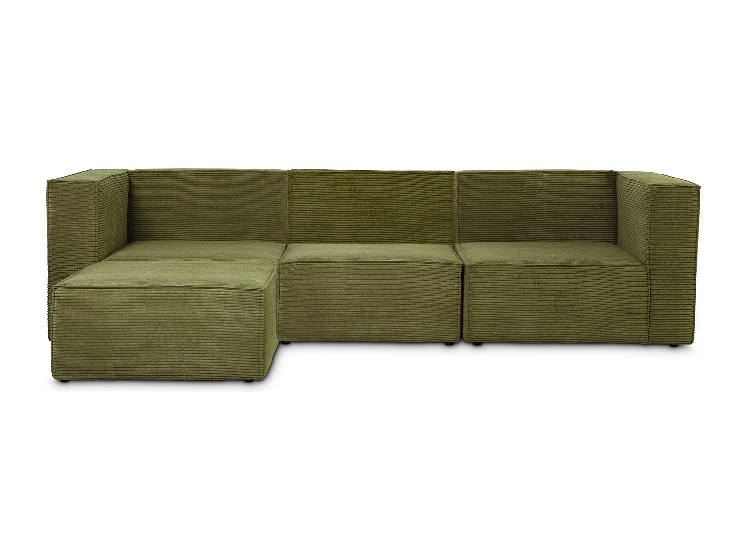 Sofa 3 plazas Chaiselongue tapizado pana verde