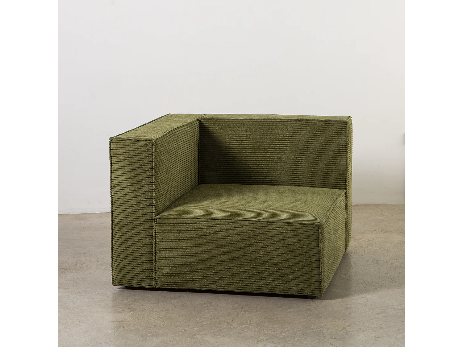 Sofa 3 plazas Chaiselongue tapizado pana verde