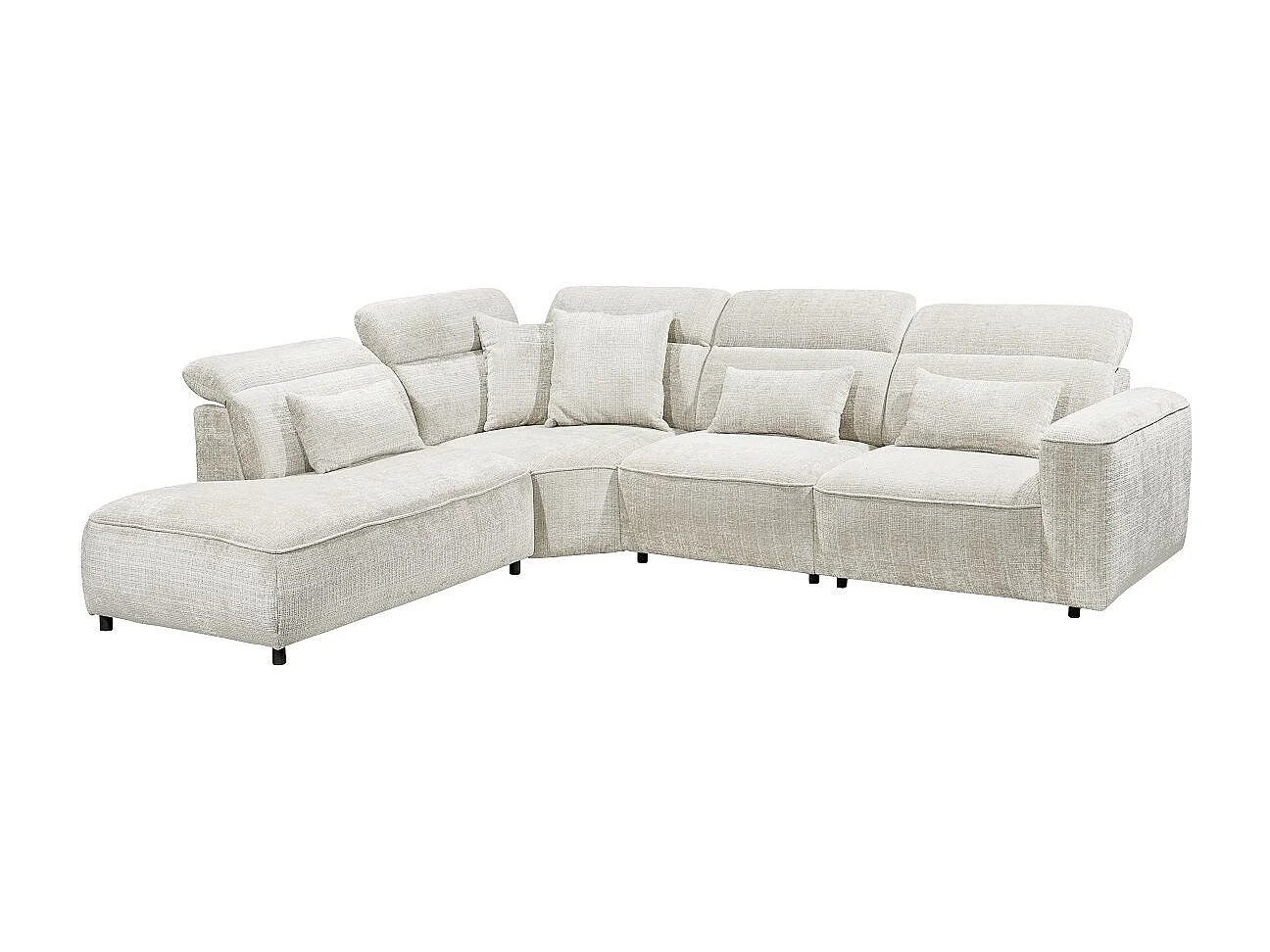 MYHOMELANDO Mansfield hoekbank – L-vorm met 5-voudig verstelbare hoofdsteunen, microvezel-chenille