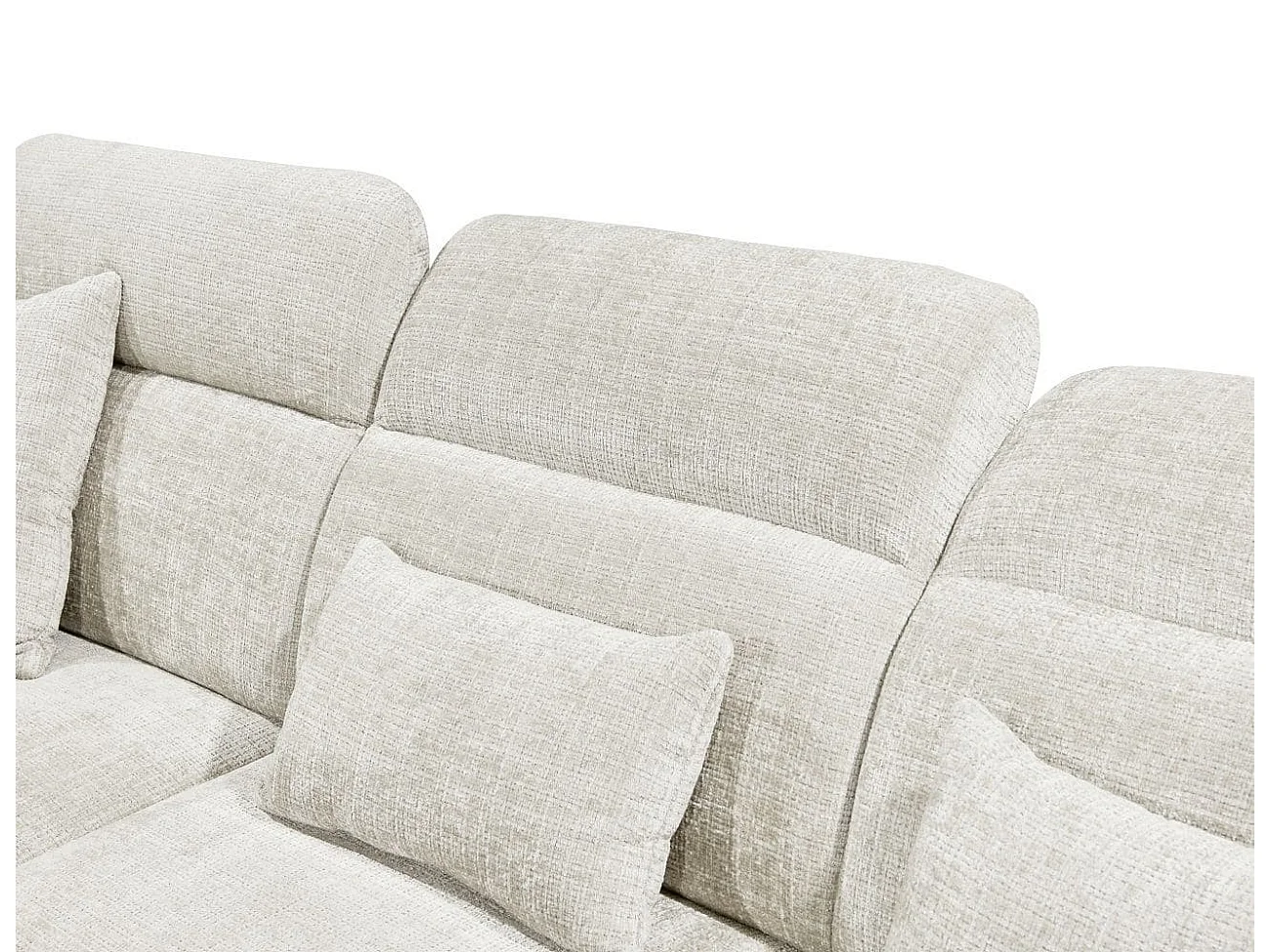 MYHOMELANDO Mansfield hoekbank – L-vorm met 5-voudig verstelbare hoofdsteunen, microvezel-chenille