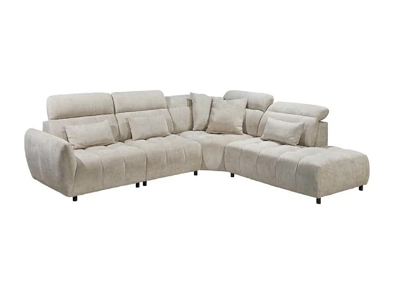 MYHOMELANDO Franklin hoekbank – L-vorm in microvezel-vlakweefsel, nosagvering en 5-voudig verstelbare hoofdsteunen